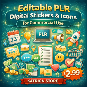 Editable PLR Digital Stickers & Icons for Commercial Use