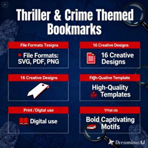 Thriller Bookmark Bundle – Digital Horror and Crime-Themed Bookmarks for Instant Download