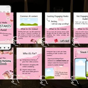 100 Elegant Pink Instagram Carousel Templates | Fully Editable in Canva | Includes PLR & MRR Rights